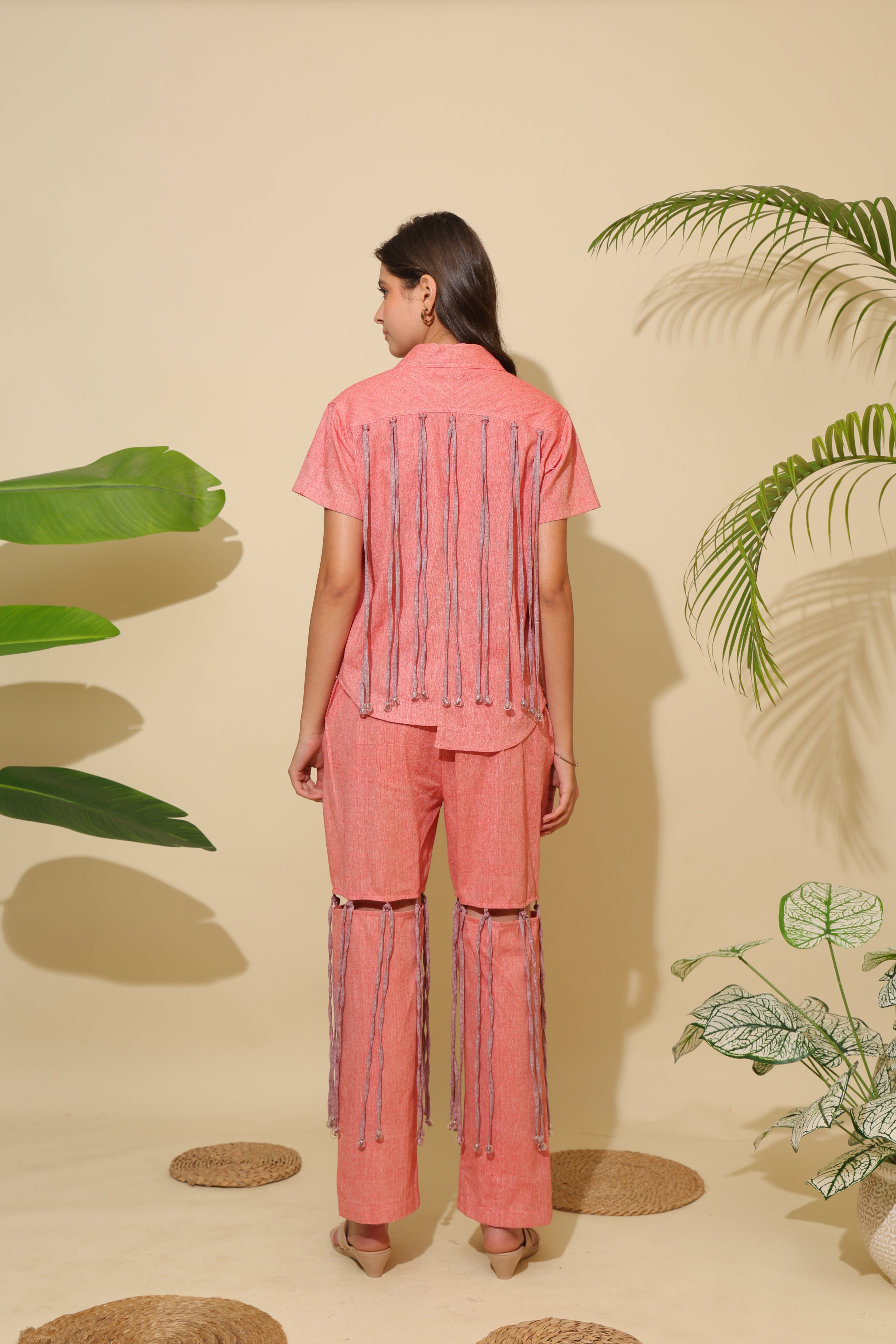 Coral Shirt Co-ord Set