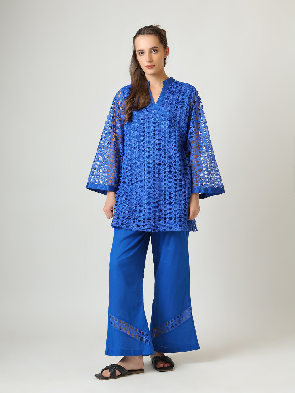 Royal Blue Cutwork Co-ord Set