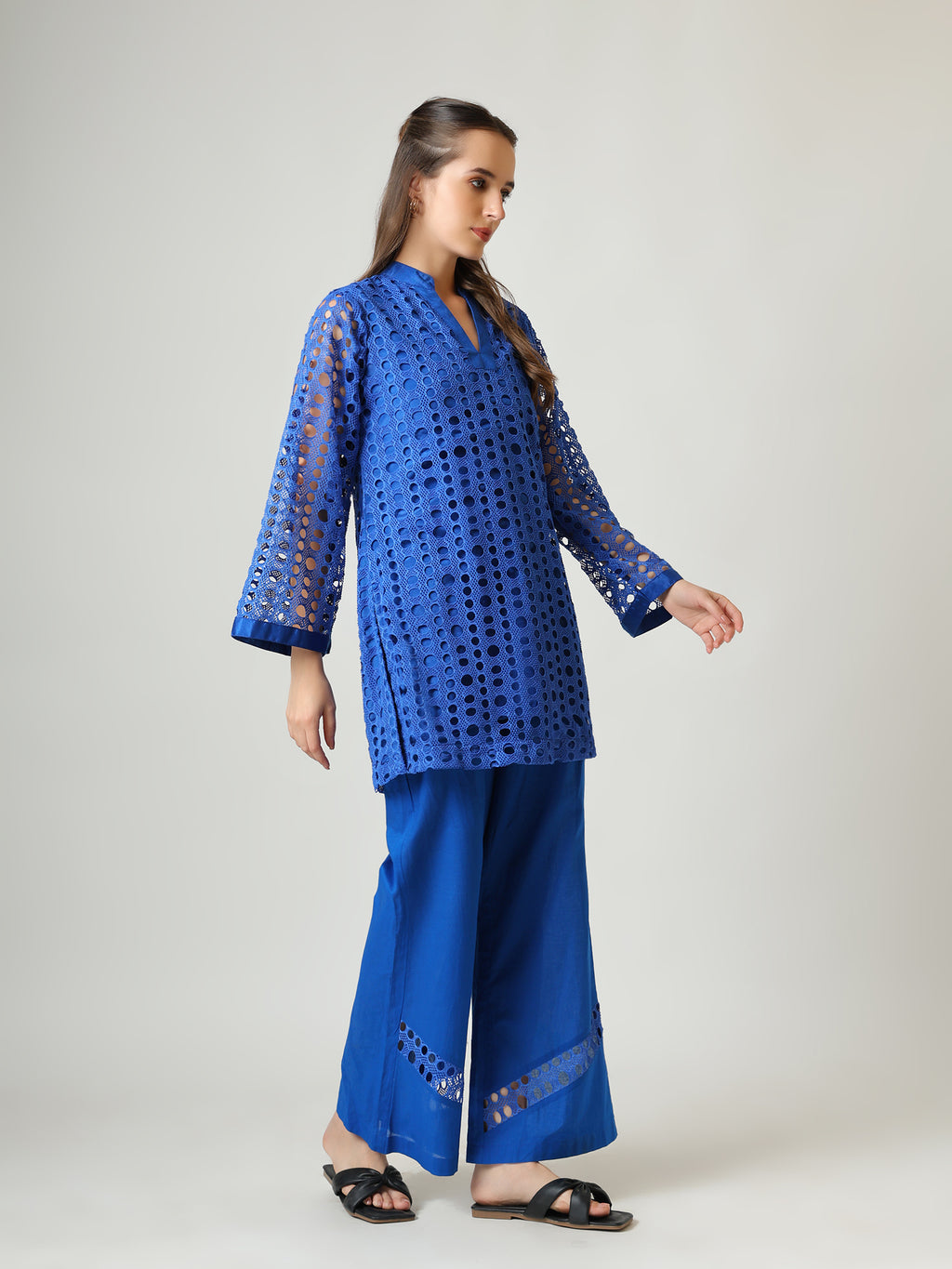 Royal Blue Cutwork Co-ord Set