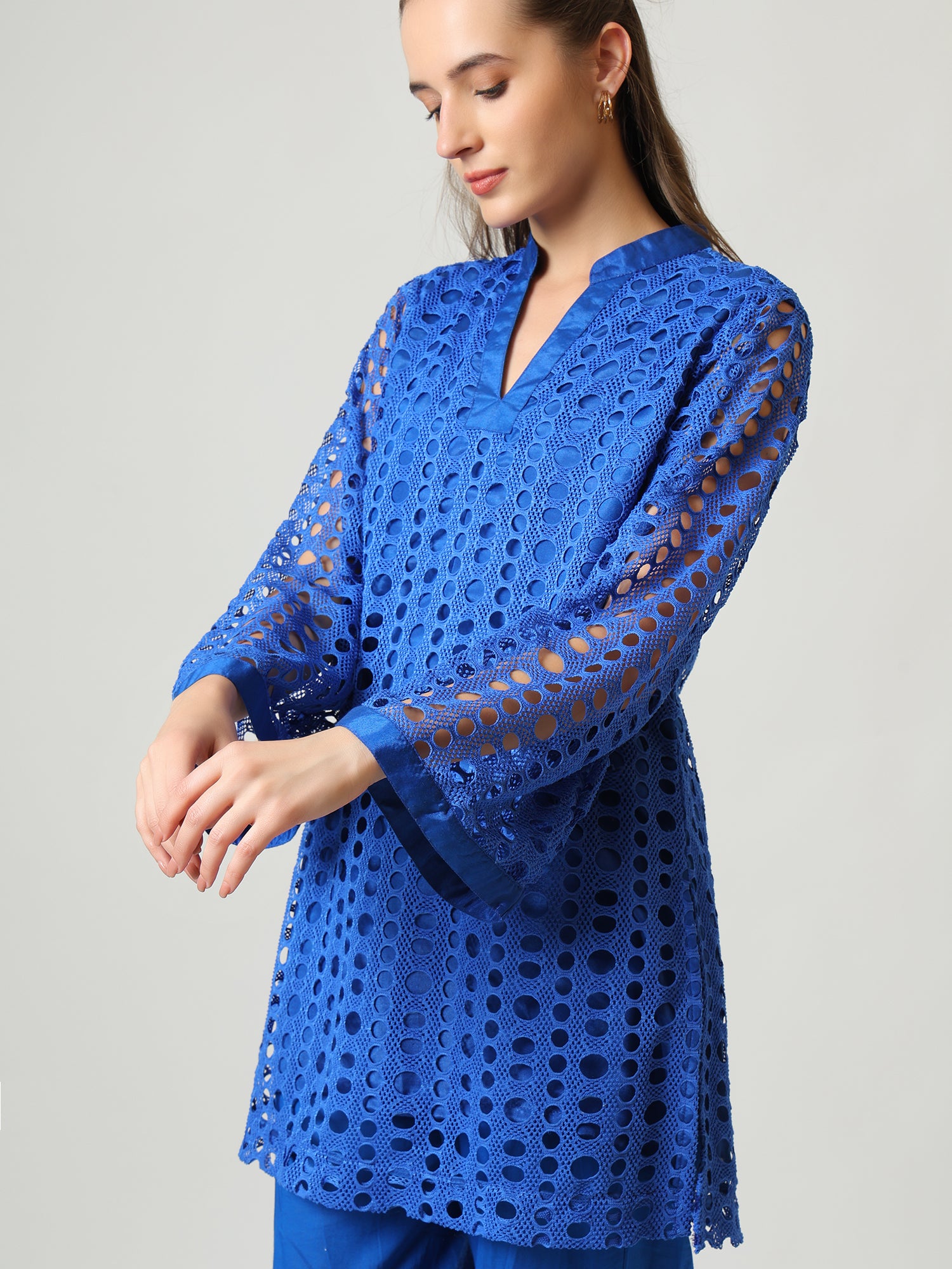 Royal Blue Cutwork Co-ord Set