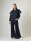 Denim Co-ord Set – Jacket with Detachable Cape & Wide-Leg Trousers