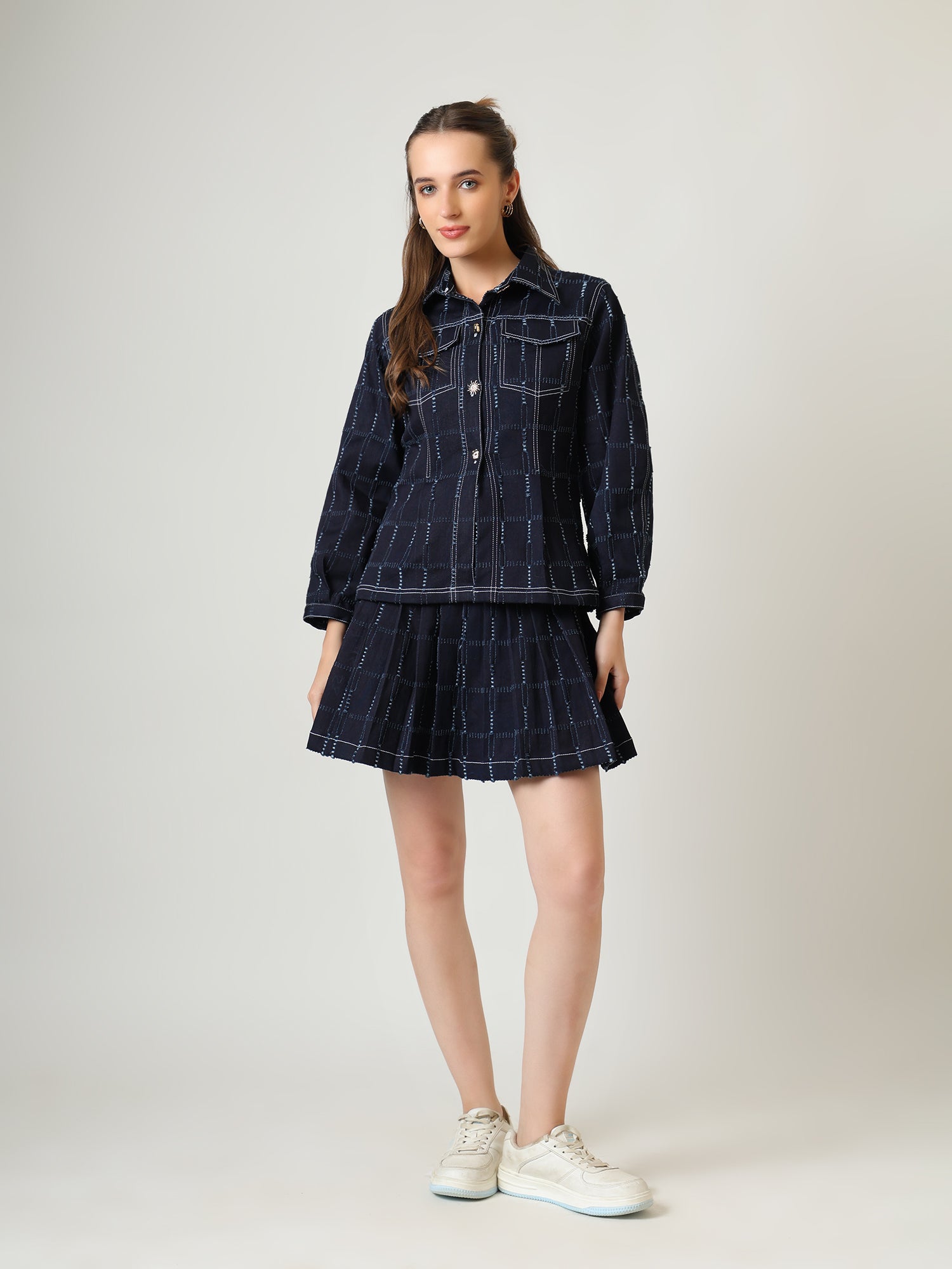 Denim Co-ord Set – Shirt Jacket & Pleated Mini Skirt