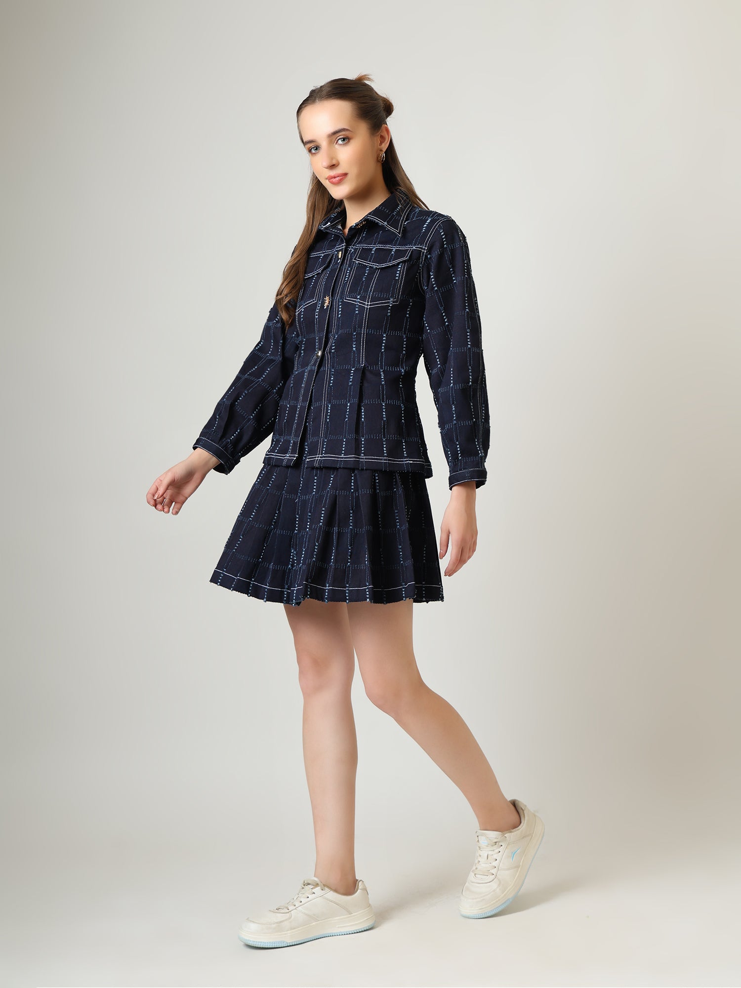 Denim Co-ord Set – Shirt Jacket & Pleated Mini Skirt