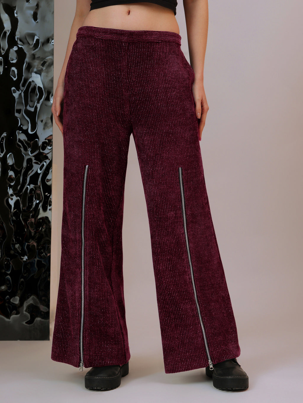 Plush Tie-Up Fur Co-ord ( Burgundy)