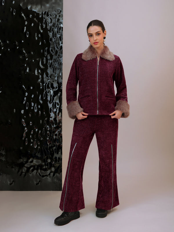 Plush Signature Jacket Co-Ord (Burgundy)