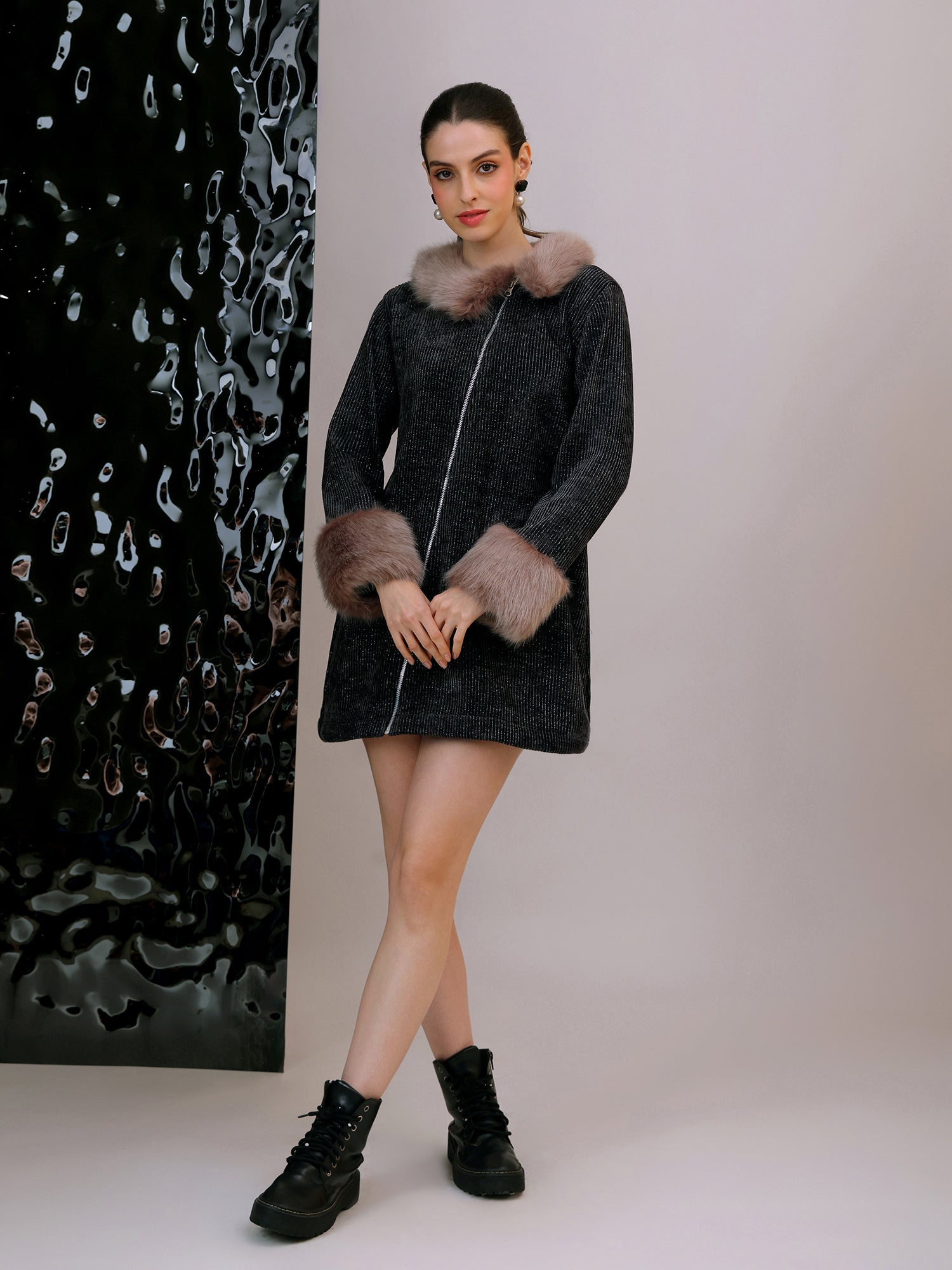 Plush Winter Coat Dress