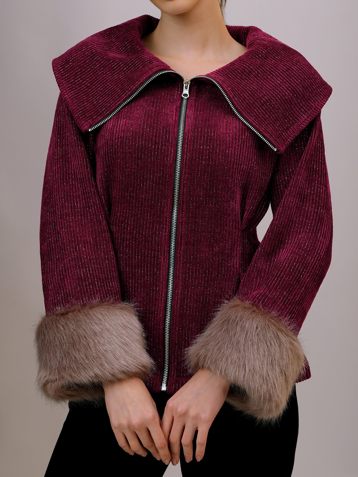Plush Oversized Collar Jacket