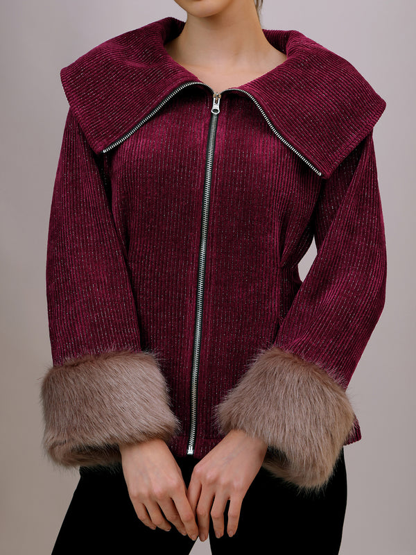 Plush Oversized Collar Jacket