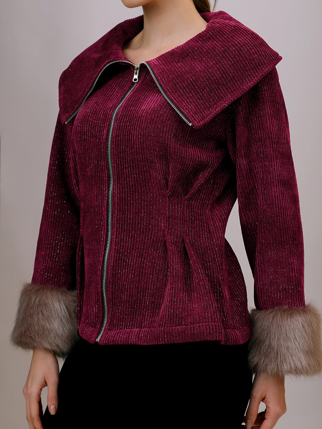 Plush Oversized Collar Jacket