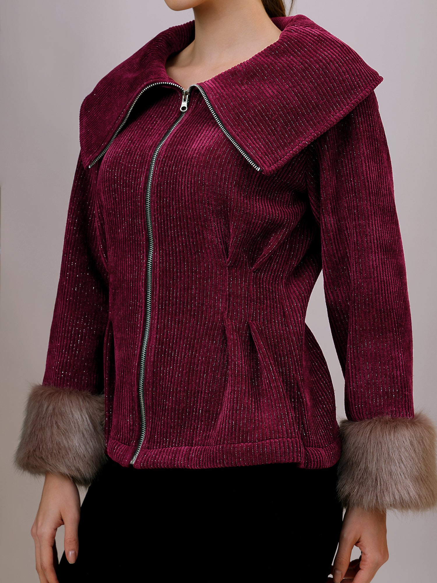 Plush Oversized Collar Jacket