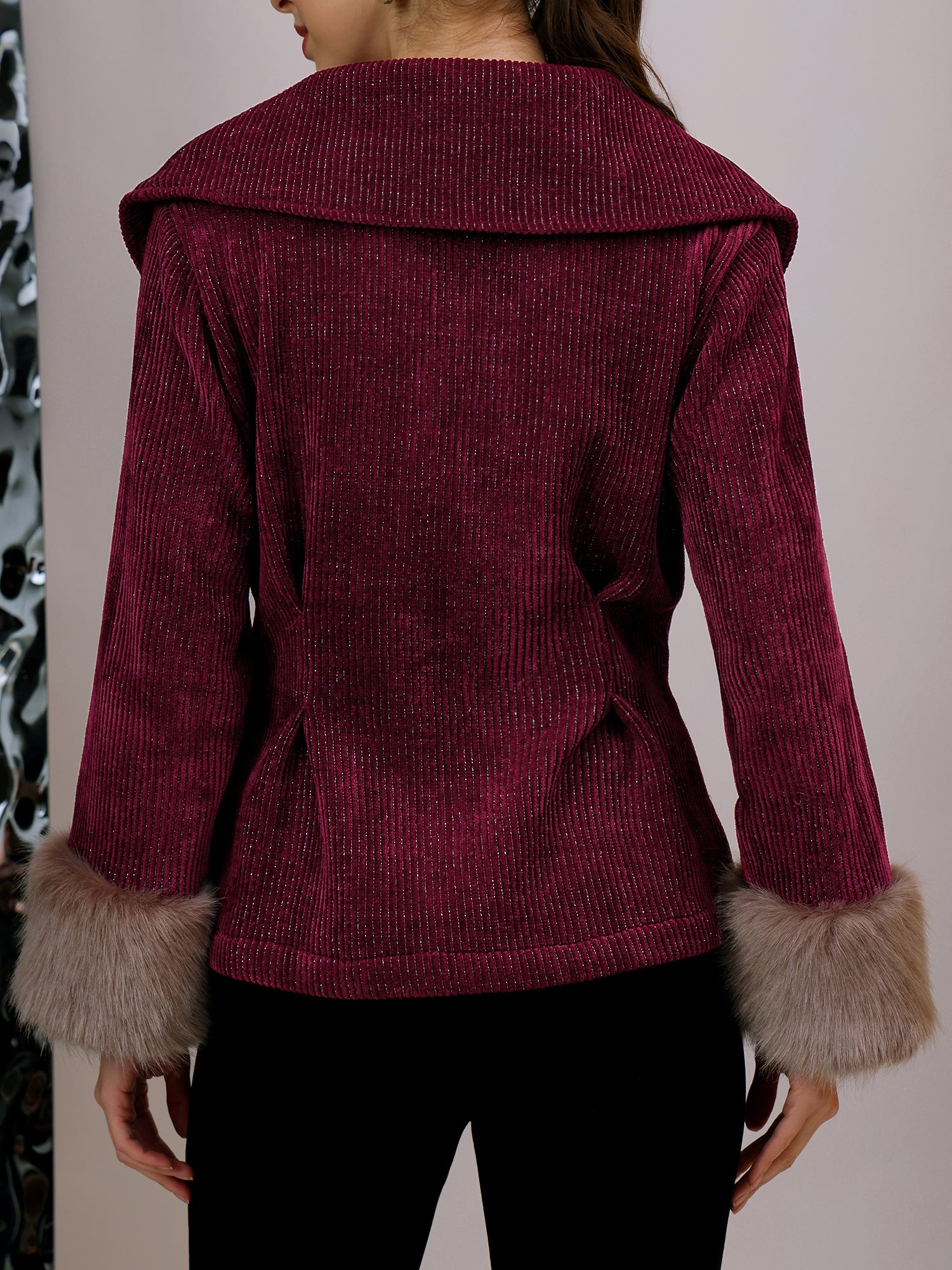 Plush Oversized Collar Jacket