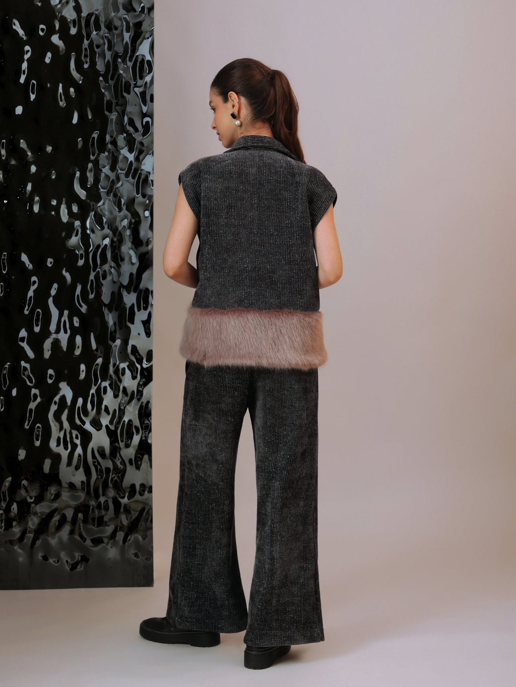 Plush Fur-Hem Jacket