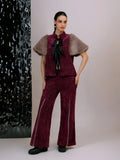 Plush Tie-Up Fur Co-ord ( Burgundy)