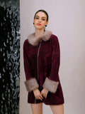 Plush Winter Coat Dress ( Burgundy)