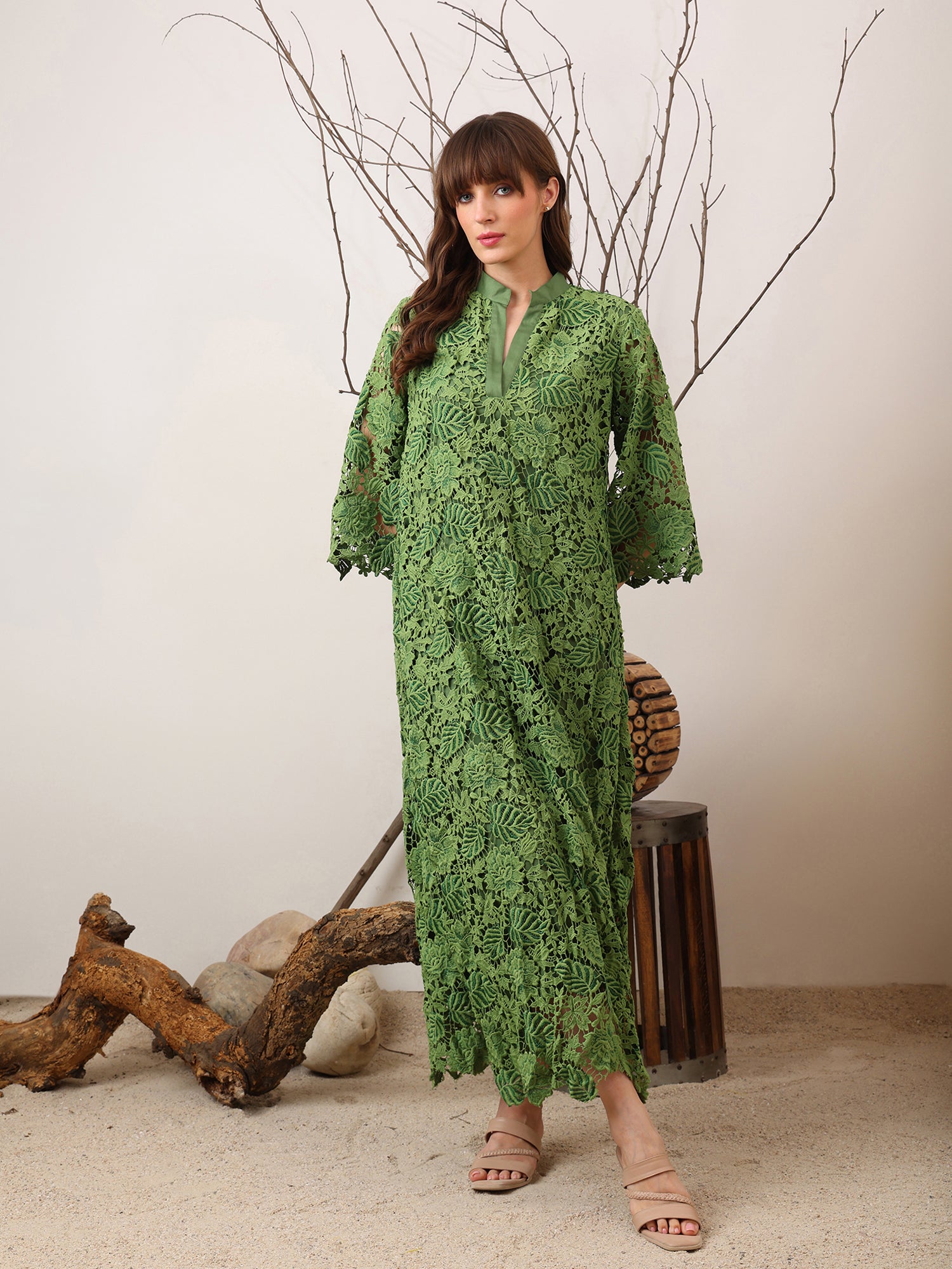 Green Lace Maxi Dress