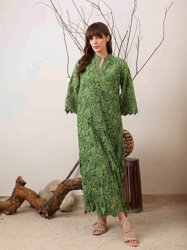 Green Lace Maxi Dress