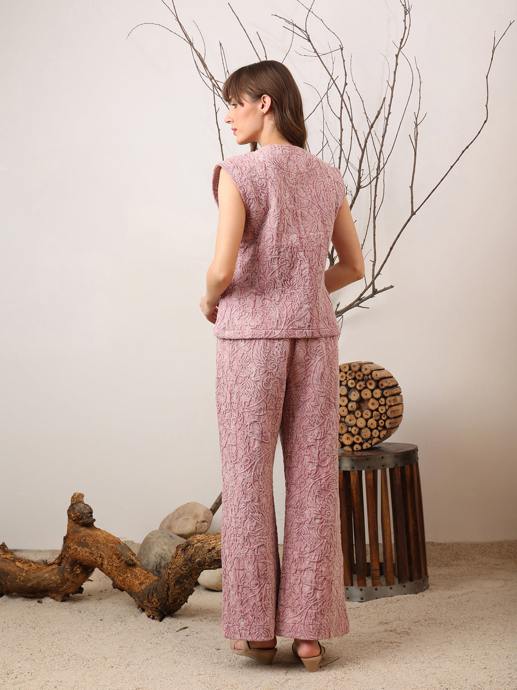 Textured Waistcoat Two-Piece Set