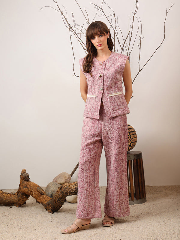 Textured Waistcoat Two-Piece Set
