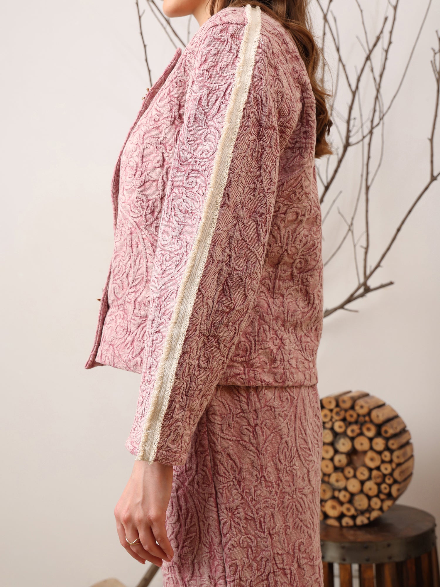 Textured Pink Two Piece Set