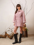 Pink textured belted coat