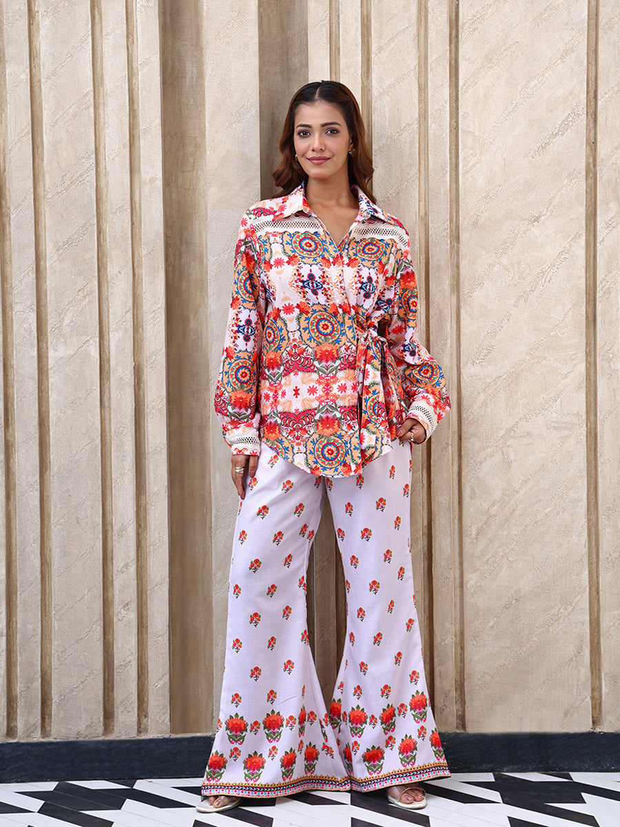 Red Printed Shirt Co-ord Set