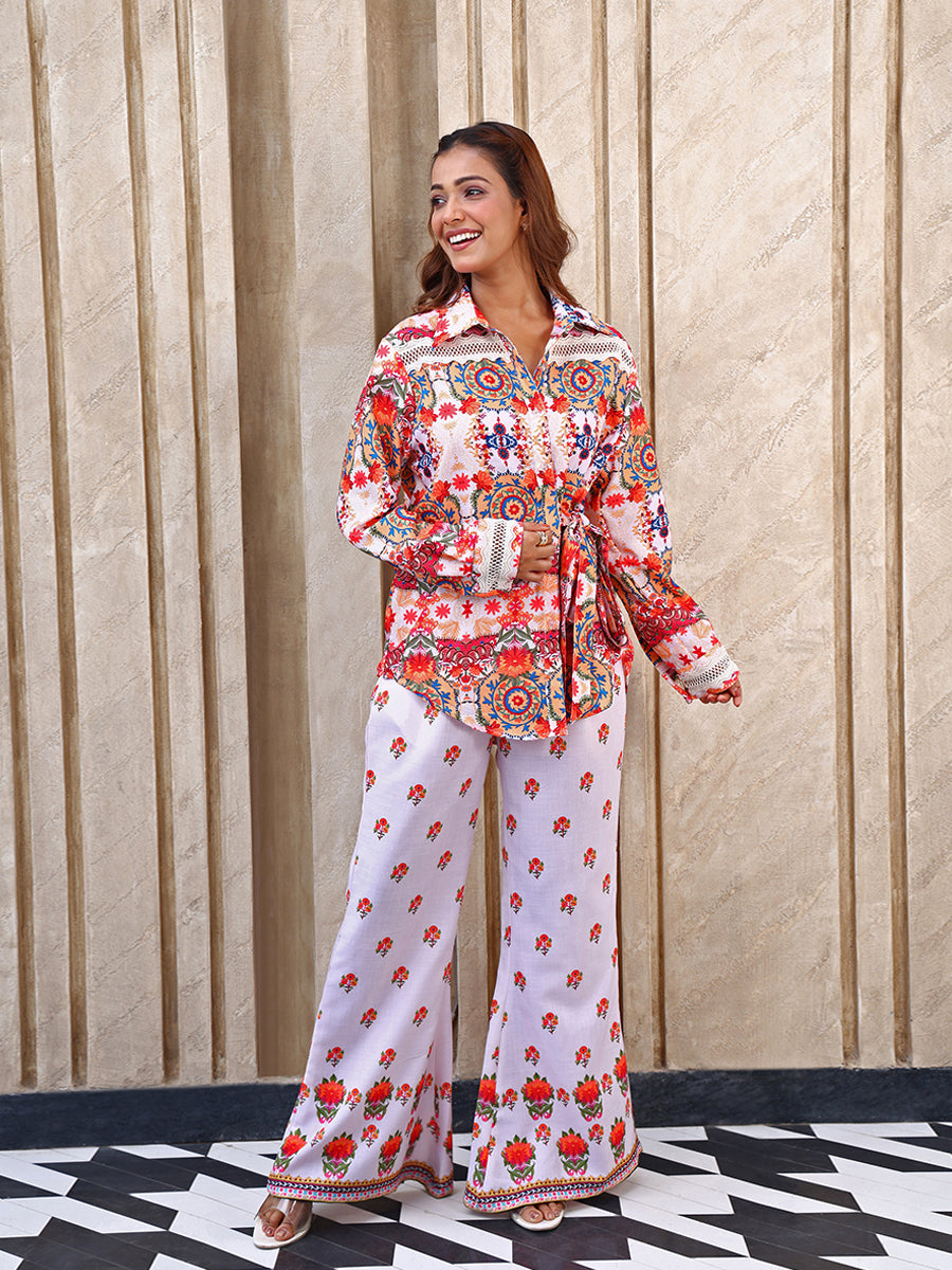 Red Printed Shirt Co-ord Set