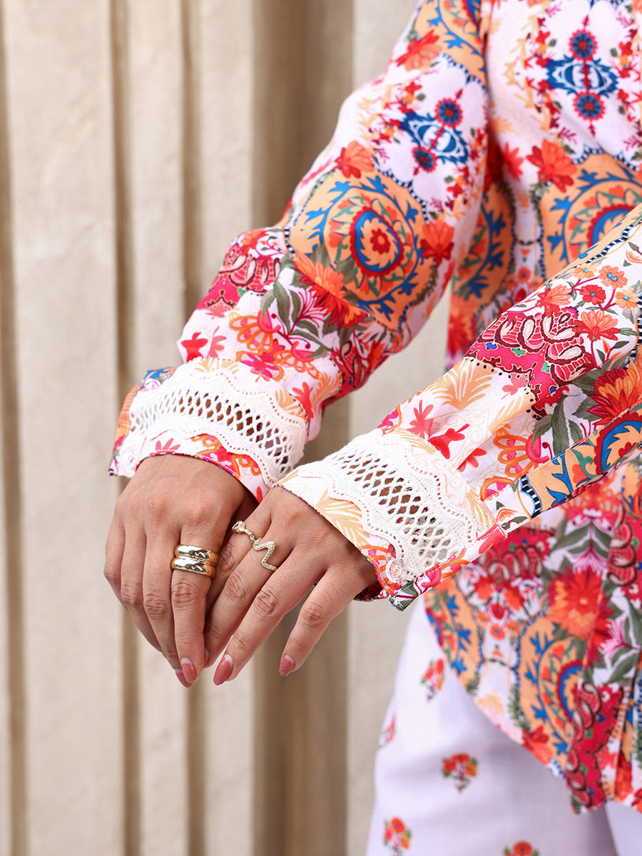 Red Printed Shirt Co-ord Set