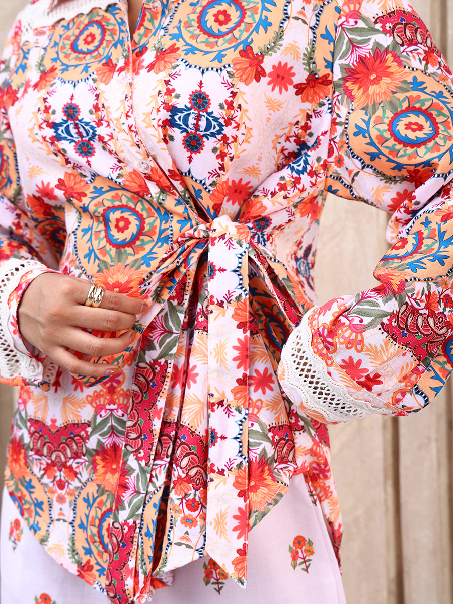 Red Printed Shirt Co-ord Set