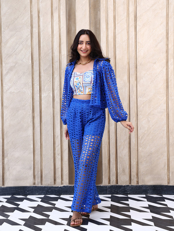 Blue Mesh Three-Piece Set