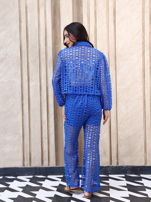 Blue Mesh Three-Piece Set