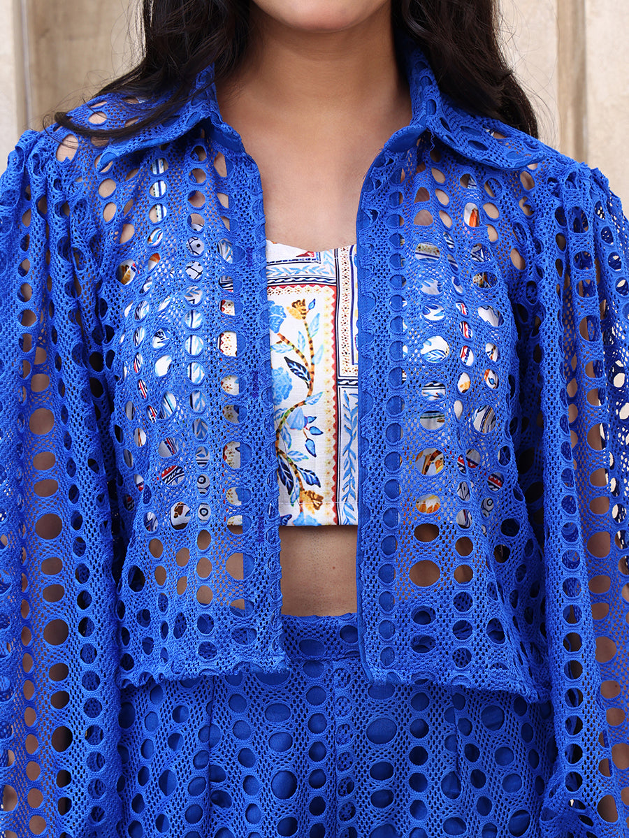 Blue Mesh Three-Piece Set