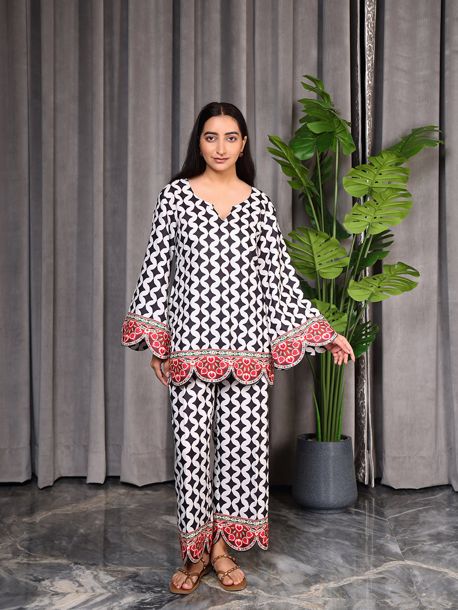 Black Printed Two -Piece Set