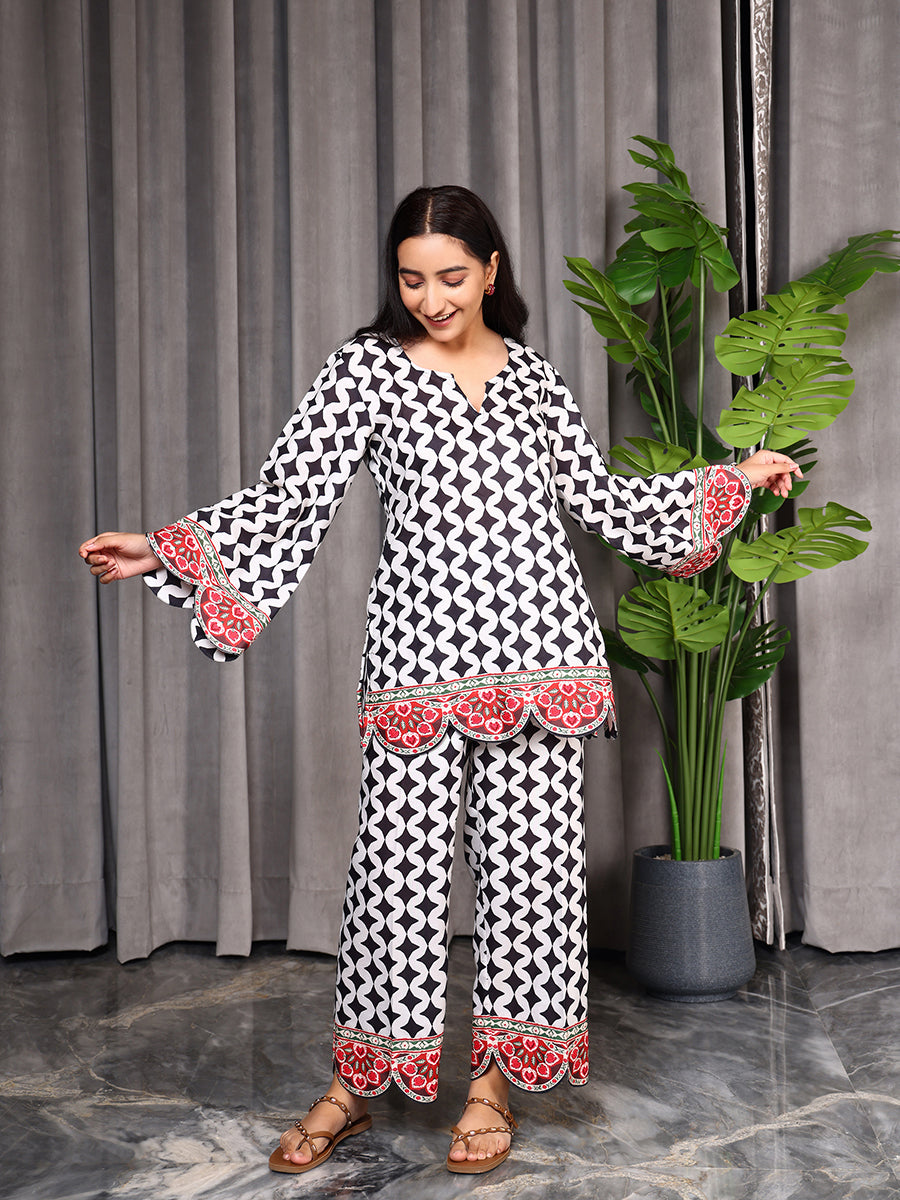 Black Printed Two -Piece Set