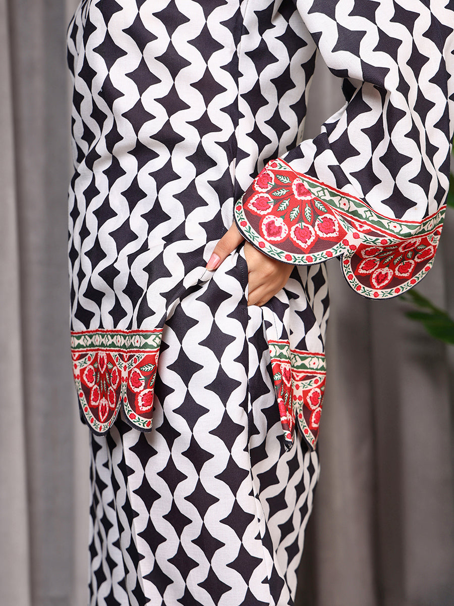 Black Printed Two -Piece Set