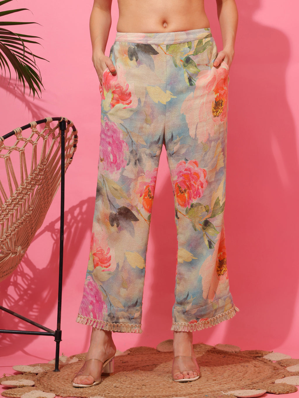 Jute Garden Halter Top and Wide Leg Pants Set